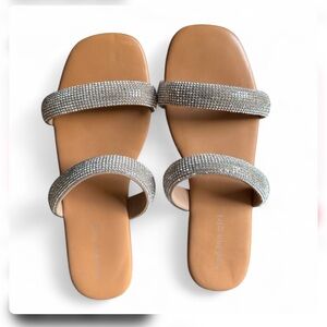 Madden Girl Rhinestone Slide Sandals | Sparkle Strap Flats